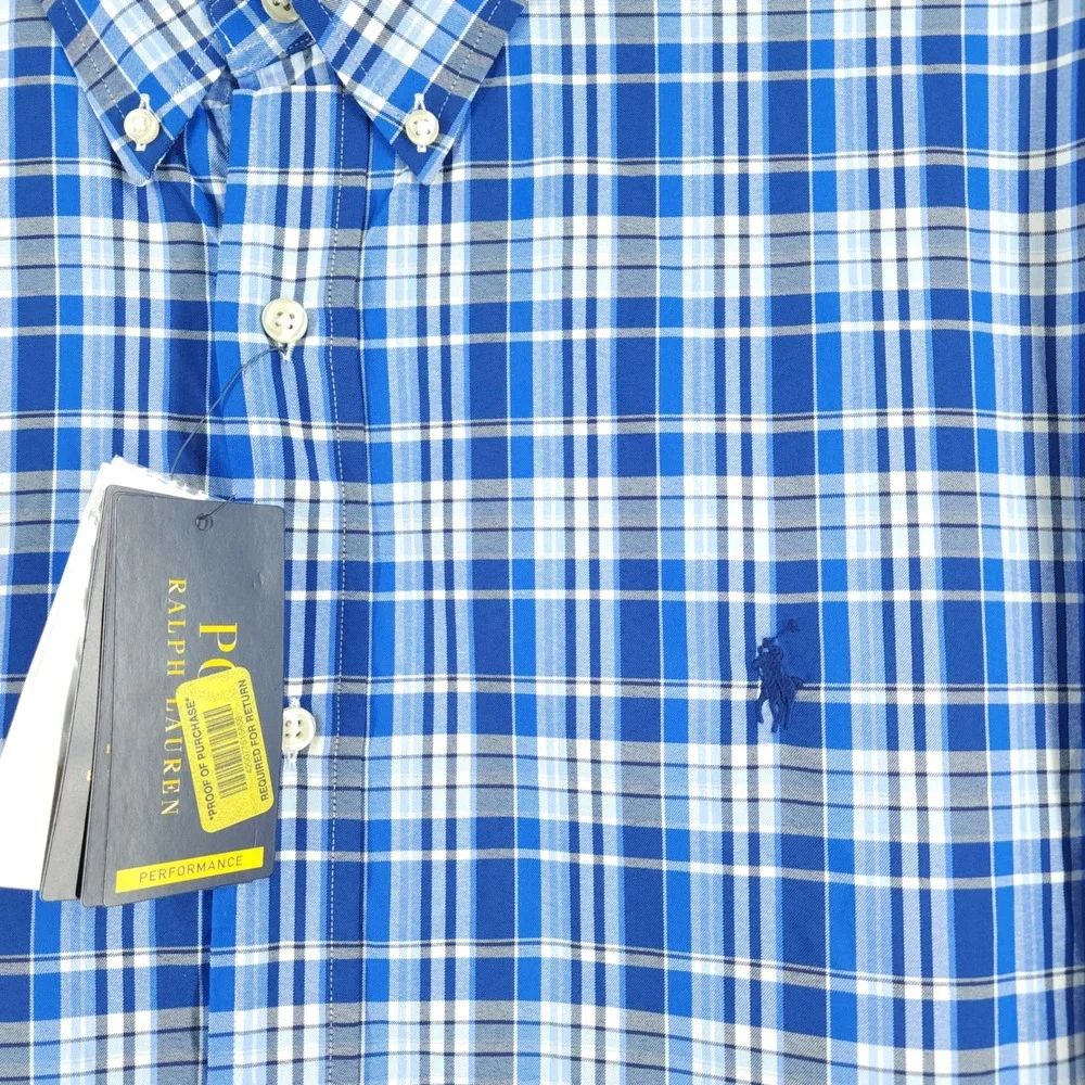 Polo Ralph Lauren Shirt Mens XXL Blue Plaid Classic Fit Performance Big & Tall